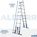 2,80 Meter ALDORR Home - Telescopic folding ladder