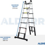 2,20 Meter ALDORR Professional - Telescopic folding ladder