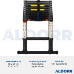 Telescopic ladder 10.5 ft (3,20 m) with telescopic stabiliser bar – ALDORR Professional