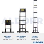 Telescopic ladder 12.5 ft (3,80 m) – ALDORR Professional