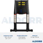 Telescopic ladder 15.7 ft (4,80 m) with telescopic stabiliser bar – ALDORR Professional