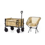 Folding Trolley – XL – Foldable – 100L – Beige - Includes Camping Chair