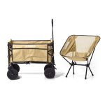 Folding Trolley – XL – Foldable – 100L – Beige - Includes Camping Chair