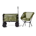 Folding Trolley – XL – Foldable – 100L – Green - Includes Camping Chair