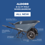 ALDORR Wheelbarrow - 230 Liters - Poly - 2 Pneumatic Tires