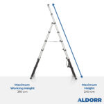 1,80 + 2,40 Meter ALDORR Professional - Telescopic folding ladder