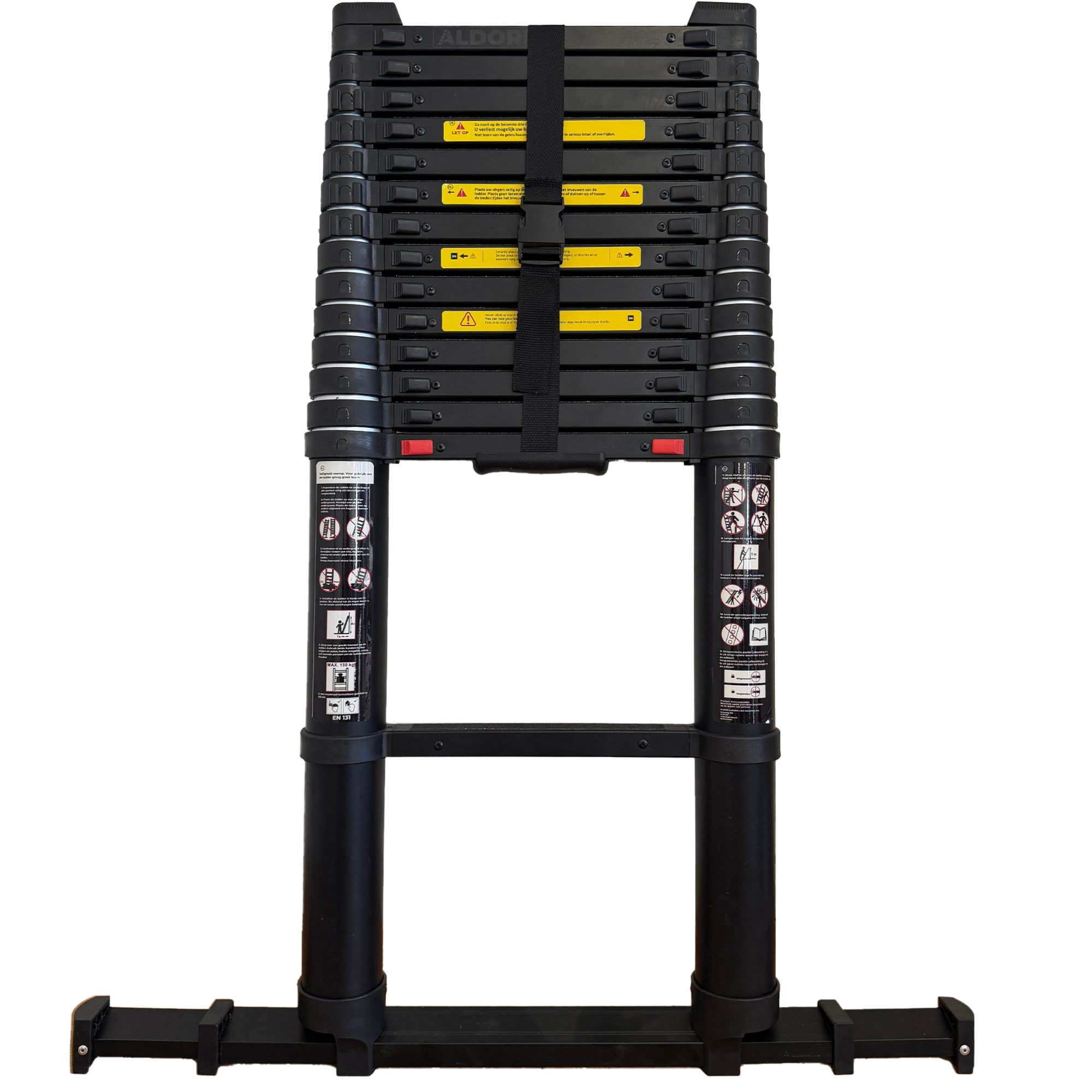 Telescopic ladder 14.5 ft (4,40 m) with telescopic stabiliser bar ...