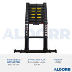 Telescopic ladder 10.5 ft (3,20 m) with telescopic stabiliser bar – ALDORR Professional