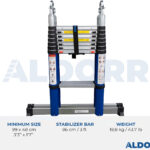 2,50 Meter ALDORR Home - Telescopic folding ladder