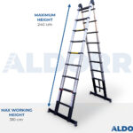 2,50 Meter ALDORR Professional - Telescopic folding ladder
